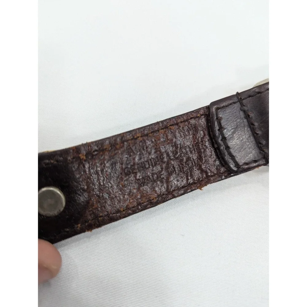 Amiee Lynn‎ Belt Women 32 Braided Leather Brass Buckle Belt Brown Horse Bit